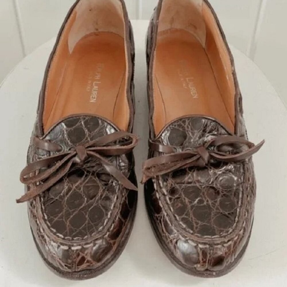 RALPH LAUREN authentic genuine crocodile alligator tassel loafers RARE